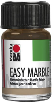 Marabu Easy Marble, Cappuccino Farbe 049, 15 ml Flasche – Marmorierfarbe für Bastelset & Kunstsets – Ideales Malgeschenk-Set für Erwachsene, ältere Kinder, Jungen und Mädchen, perfekt für Kunstbedarf