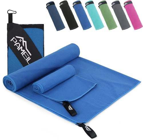 Pameil Fitness Handtuch 2er Set-(160x80cm Groß Badetuch+80x40cm Klein Sporthandtuch), Kompakt & Schnelltrocknend Sport Handtuch Gym ist Geeignet für Fitnessstudi, Outdoor, Strand, Camping