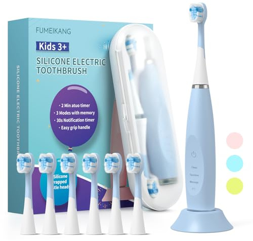FUMEIKANG Kids Electric Toothbrushes Sonic Rechargeable Tooth Brush Gifts for Boys and Girls Smart Timer Power Toothbrush - Blue 3 4 5 6 7 8 9 10 11 12 (Blue)