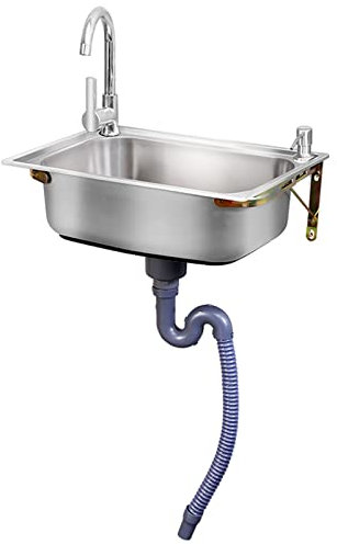 spülbecken kücheKommerzielles Wand-Handwaschbecken, Einzelwaschbecken aus Edelstahl, kleines Eckwaschbecken für Küche, Badezimmer, Waschbecken mit Wasserhahn für Restaurants, Geschäfte, Bars