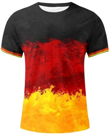 Em Tshirt Herren Lockere Kurzarmshirt Auswärtstrikot Deutschland 2024 Sport Shirt Sommer Must Have Henley Shirt Sportshirt DFB Trikot Herren Freizeitshirt Polo Shirt Basic Tshirt Herren（1-Wine，XXL）