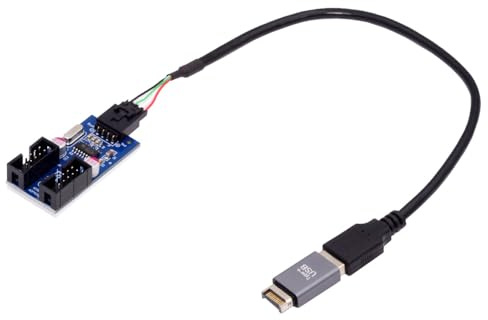 cablecc Pannello frontale USB 3.1, connettore di tipo E a scheda madre, 9 poli, 10 poli, intestazione USB 2.0 tipo A maschio 1 a 2 femmina HUB adattatore porta moltiplicatore