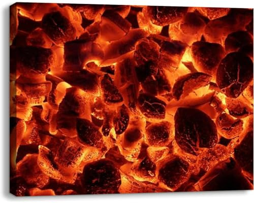 Bathroom Wall Art Decor for Bedroom Living Room Small Canvas Wall Art Framed Glowing Charcoal Briquettes Prints Artwork Painting Pictures Kitchen Office