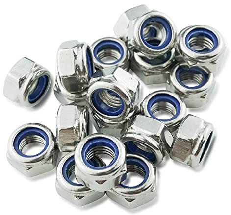 Ecrou M5, Écrous Inox 5mm (20 Pièces), Mehurr Écrous Hexagonaux en Acier Inoxydable A2 304 (DIN 985), Ecrou Frein de Blocage en Nylon, Écrou Autobloquant pour Boulons et Vis