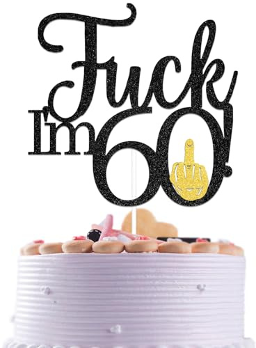 60th Birthday Cake Topper Happy 60th Birthday Cake Topper Cheers to 60 Years Old Birthday Anniversary Party Cake Decoration Black Glitter