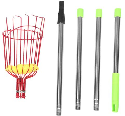 POPETPOP Professional Fruit Picker Pole 1.6m with Extendable Basket for Pear Lemon Heavy Duty