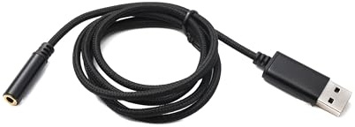 System-S Câble audio USB - 100 cm - Jack 3,5 mm femelle vers 2.0 type A mâle - Adaptateur AUX tressé - Noir
