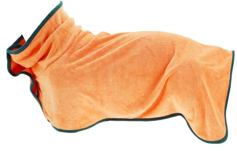 CAPASTEC Hundebademantel Orange 1 STK. Schnell Trocknend Weich Für Hunde | Rückenlänge 35-45cm, Empfohlenes Gewicht 7-14kg, Bademantellänge 40cm, Für alle Rassen, Maschinenwaschbar