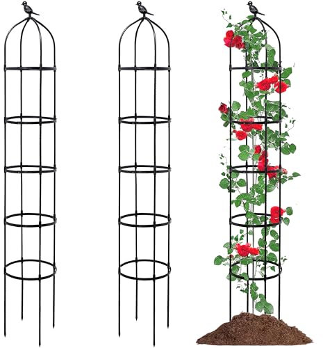 TIKTALK Weihnachtsbaumumzäunung 40cm Premium Weiß mit Schneeflocken Garten Rankgitter Rankhilfe Ranksäule 205cm 2pcs