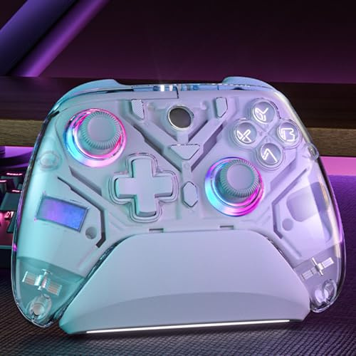 Wireless Gaming Controller,Wireless PC Controller with Hall Triggers Joysticks,RGB Light and Charging Dock for Switch,No Drift Deadzone Gaming Controller for Switch, PC,Android