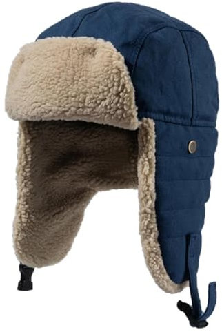YUECIBAI Fliegermützen Männer Frauen Hut Dick Warm Hut Männlich Weiblich Schnee Ski Ohrlappen Trapper Kappe Unisex Warme Bomber Hut Männer 56-58Cm Blau