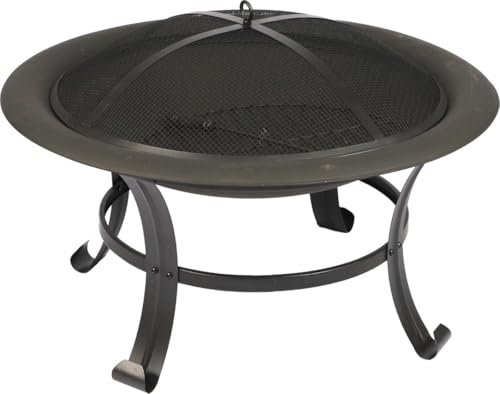Elegante brasero de 76 x 53 cm de diámetro con protección contra chispas – Gran brasero para jardín y patio – Brasero para exteriores para noches acogedoras – Resistente a la intemperie y duradero –