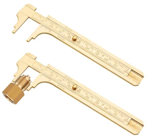 HENGBIRD 2 Pièces Pied à Coulisse, Pratique en Laiton Pieds à Coulisse Vernier, Outil de Mesure Double échelle - Mini Règle de Poche en Laiton Double échelle 100 mm