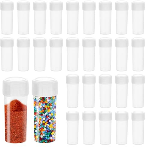 Dhisperares 50 Stück Probenröhrchen 5ml mit Deckel, Plastik KryoröHrchen | Wiederverwendbare, Transparente Plastikreagenzgläser Kleine Leere Flasche für Labor, Chemie Experimente,Pulverspender-Flasche
