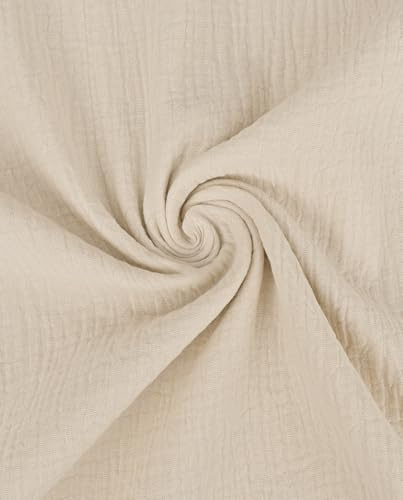 Musselin Extrabreit 280cm XXL Baumwollmusselin Meterware für Betwäsche Kuscheldecke Sofaüberwurf überbreite Stoffe Double Gauze (Hellbeige)