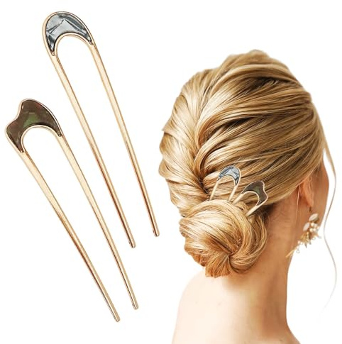 Épingle à cheveux française, nouvelle pince à cheveux en forme de U pour cheveux torsadés, bâtons à cheveux français, fourchette chignons, accessoires pour femmes, pinces à cheveux dorées, accessoires
