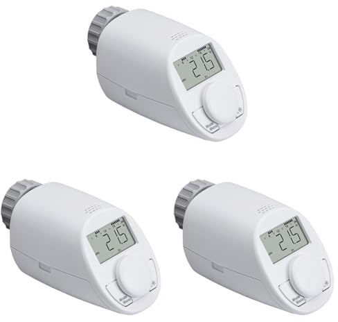 Eqiva Termostato elettronico per termosifone modello N con funzione Boost e riduttore compatto silenzioso, 102 x 55 x 60 mm (Confezione da 3)