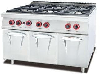 Ristoattrezzature - Cucina a Gas potenziata 6 fuochi su vano chiuso S/70 120x70 cm - Uso Professionale