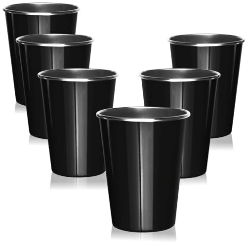 com-four® 6x hochwertiger Edelstahl-Trinkbecher in Schwarz je 500 ml | perfekter Begleiter für Garten - Camping - Outdoor & Reisen - robust - bruchsicher - rostfrei & BPA-frei