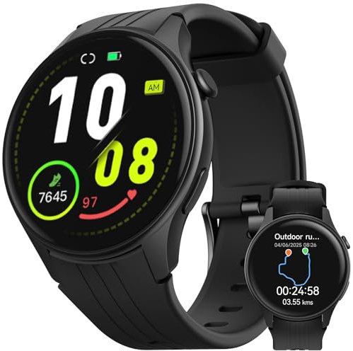 Parsonver Montre Connectée GPS Intégré pour Course à Aied, Smartwatch avec Appels Bluetooth, 100+ Sportifs, Fréquence Cardiaque, Sommeil, IP68 Étanche, Montre Sport pour Android/iOS (Noir, 43 mm)