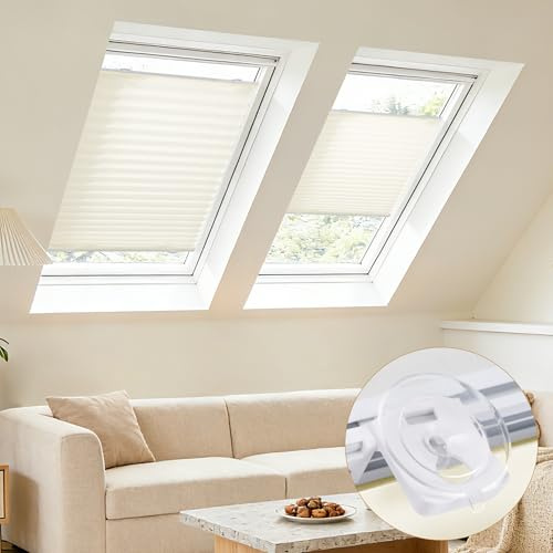Grandekor Plissee ohne Bohren mit Saugnäpfen Crush 100x120cm Milchweiß,Plisseerollo für Dachfenster, Blickdichtes Faltrollo Innen, Sonnenschutz für Fenster ohne Werkzeug, Verstärkter Halt & Aluschiene