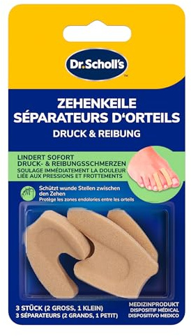 Dr. Scholl’s Zehenkeile – Schaumstoff Zehentrenner gegen Schmerzen und Wundsein zwischen den Zehen, Druckschutz und Polsterung, 3 Stück