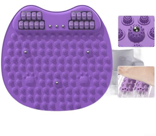 Alfombrilla de acupresión TPE con zona de masaje de rodillo para comodidad de pies y reflexología, tabla de fitness grande de 50 x 50 cm para uso en gimnasio en casa, diseño portátil (morado)