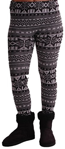 EyeCatchClothing - Frauen-Nordic-Stil warmen Stretch Stricken Damen Leggings One Size Schwarz