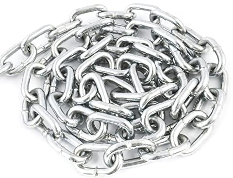 DQ-PP Stahlkette Stahl C15 – 7mm – 1m – Kurzgliedrig – Verzinkt – DIN 5685 – Absperrkette – Metall – Rundstahlkette – Eisenketten – Absperrketten – Zurrketten