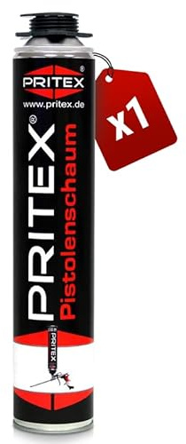 PRITEX – Pistolenschaum 1x 750 ml zum Verfüllen, Dämmen & Abdichten – Montageschaum mit hervorragender Schall- & Wärmedämmung – Bauschaum für Montagepistole