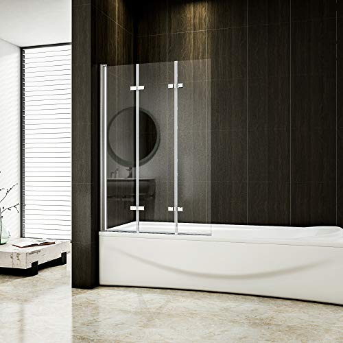 130x140cm Badewannenaufsatz Duschabtrennung Faltwand 3 tlg Duschwand 6mm NANO Glas