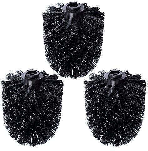 Schramm® 3-Pack WC Cabeza de escobilla de Recambio Negro escobillas de Recambio Cabeza de escobilla Negro Individualmente recambiable escobillas de Recambio escobillas de Inodoro