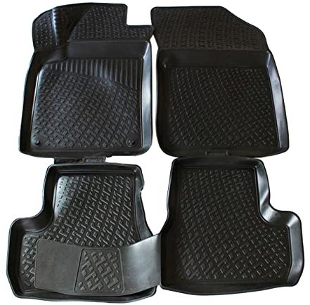 J&J AUTOMOTIVE | 3D Automatten Gummi Matten Gummifußmatten TPE Passend Für C3 2, 2009-2016, Schwarz, Anti-Rutsch, Allwetter, 4-Tlg, Hohes Rand