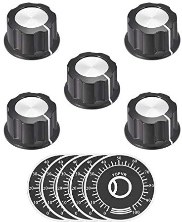 sourcing map 5Stk. Potentiometer Drehknopf 6mm Einsatzwelle mit 40mm 0-100 Wählscheibe | Mit 40mm 0-100 Wählscheibe
