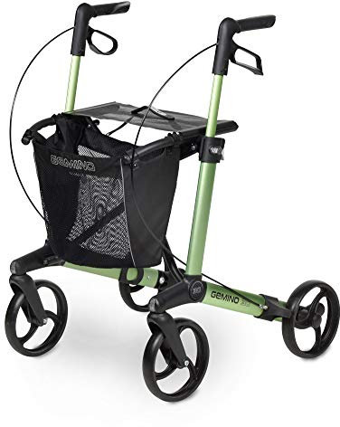 Sunrise Medical Leichtgewichtsrollator Gemino 30, max. 150 kg, zusammenfaltbar bei wenig Kraftaufwand I mit festen Unterarmauflagen und Softrädern, Sitzhöhe 62 cm Farbe: apfelgrün