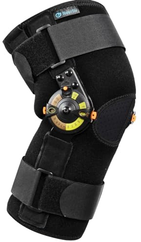 Nvorliy Hinged ROM Knee Brace with Side Stabilizers & Locking Dials, Post Op Knee Immobilizer for Arthritis, ACL, MCL, PCL, Meniscus Tear, Injurie/Knee Pain, Medical Orthopedic Support (X-Large)