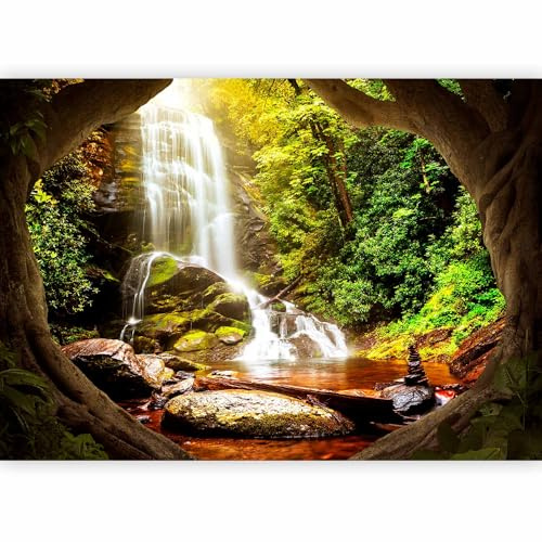 murando Fotomurales Cascada 250x175 cm XXL Papel pintado tejido no tejido Decoración de Pared decorativos Murales moderna de Diseno Fotográfico Paisaje Naturaleza Bosque c-C-0450-a-a