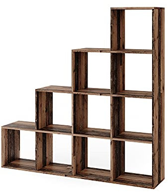 Vicco Treppenregal, stehendes Bücherregal, Antikholz, 142.4 x 143 cm