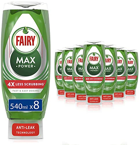 Fairy MaxPower Washing Up Liquid 4.32 L (540 ML x 8), Easy & Effortless Cleaning, Even On Your Greasiest Pots & Pans