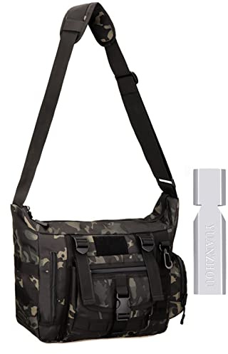 REEBOW GEAR Taktische Crossbody Messenger Umhängetasche Molle für Outdoor Camping Wandern Arbeiten Multi Pockets Umhängetasche,Blackcamouflage