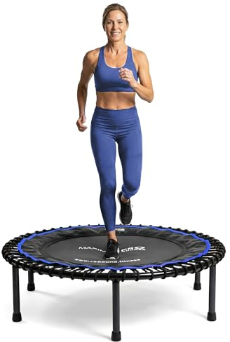 MXL Maximus PRO Bungee Rebounder - Premium 40 Indoor Mini Trampoline for Adults, Quiet Soft Bounce with 60 Connectors, Foldable Legs, DVD & Online Workouts, 400lb