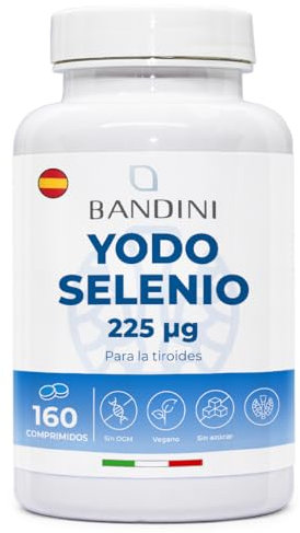 Bandini® Iodine 225 mcg + Selenium 100 mcg - 160 Tablets - High Absorption and Dosage - Dietary Supplement of Potassium Iodide KI + Selenium Methionine - Vegan, Non-GMO - Made in Italy
