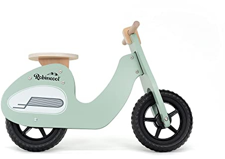 Montessori - Moto para niños sin Pedales Robincool Motorbike 73 x 27 x 51 cm, Triciclo de Madera ecológica Color Verde