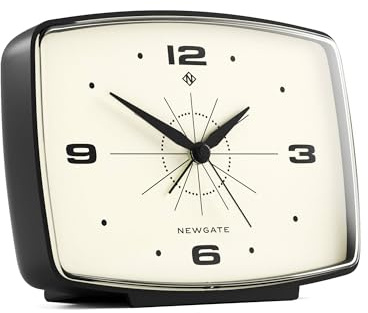 NEWGATE® Brooklyn Wecker | Rechteckiges Retro-Design | Schwarz | Ideal für nachttisch, Schreibtisch, Regal und kaminsims | Mid-Century-Retro-Schlafzimmer- und bürozubehör