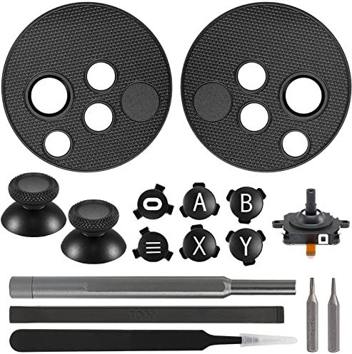 VRbrother Metal Left and Right Controller Replacement Keyboard, Mushroom Caps, ABXY Buttons Return Key Function Key, Analog Joystick Replacement (1pcs) for Meta Oculus Quest 2 Accessories (Black)