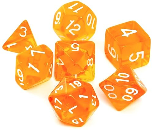 REBEL Set di dadi RPG - Cristallo - Arancione