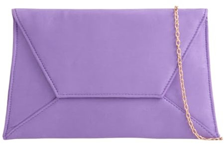 LeahWard Women's Faux Suede Clutch Bag Chain Cross Body Bags (Lilac)