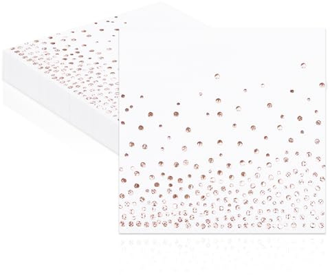 Servietten, Roséfolie Papierservietten 20 Stück Weiß 33 x 33cm Party Serviette für Hochzeit, Brautparty, Valentinstag, mädchen, Geburtstag