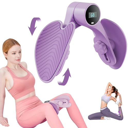 Hip Trainer Ejercitor, Entrenador de Muslo con Contador & Ajuste de la Resistencia, Entrenador de Músculo Pelvico, Dispositivo de Culturismo para Piernas y Nalgadas (Morado)