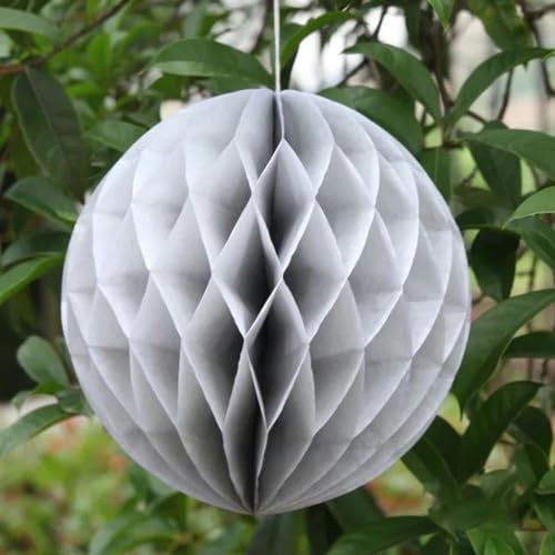 20,3 cm 20 cm Seidenpapier-Blume, Wabenball, Geburtstagsfeier, Hochzeit, Weihnachten, Urlaub, Dekoration, Papierlaterne, Lampion, Grau, 20,3 cm